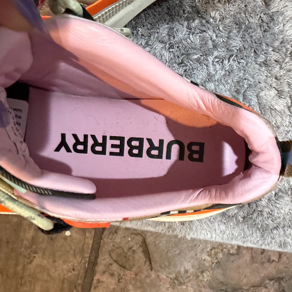Burberry Pink & Orange Leather Platform Trainer - Picture 8 of 10